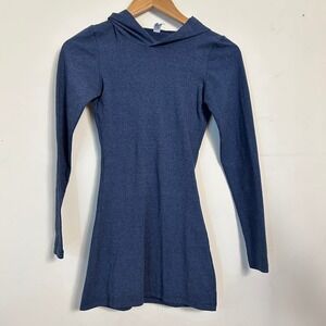 Los Angeles Apparel Hooded Mini Dress Blue Heather XS